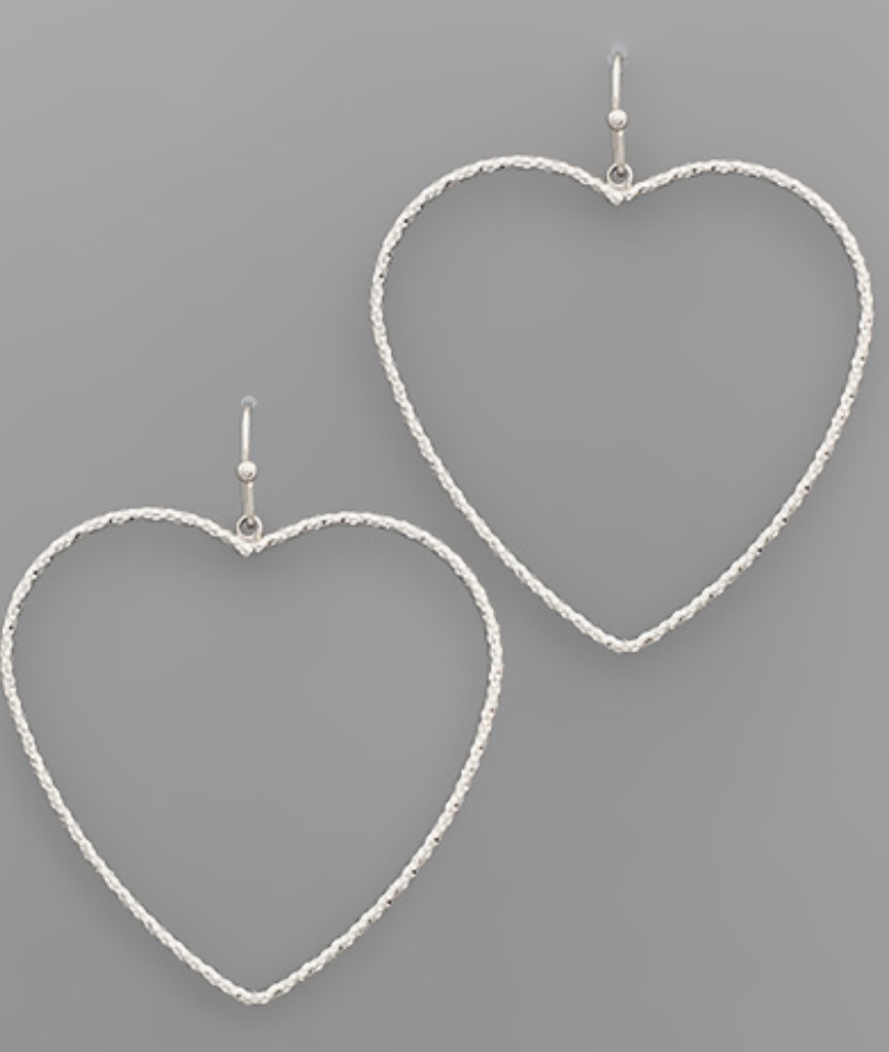 Thin Silver Heart Earrings