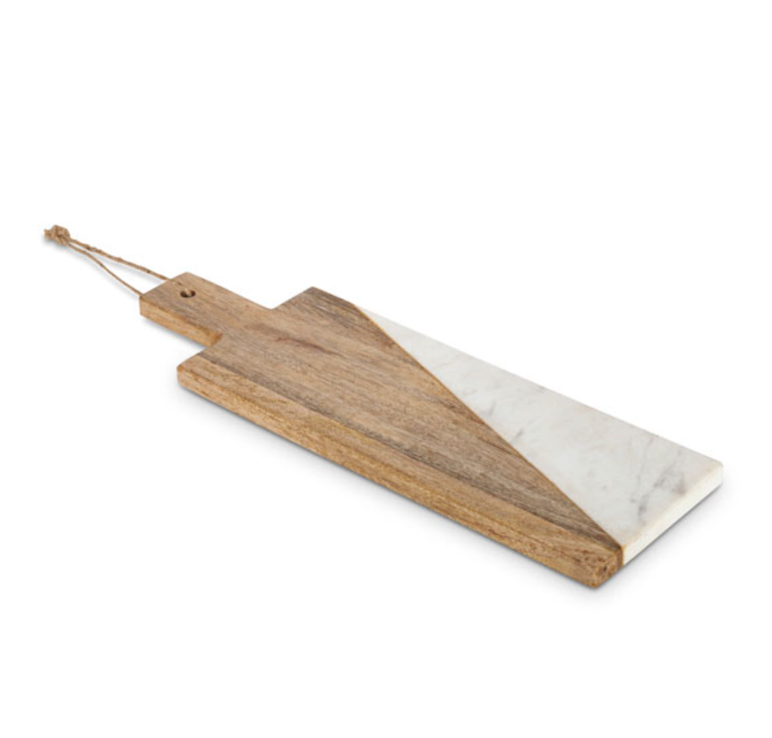 Handled Mango Wood and Marble Cutting Board