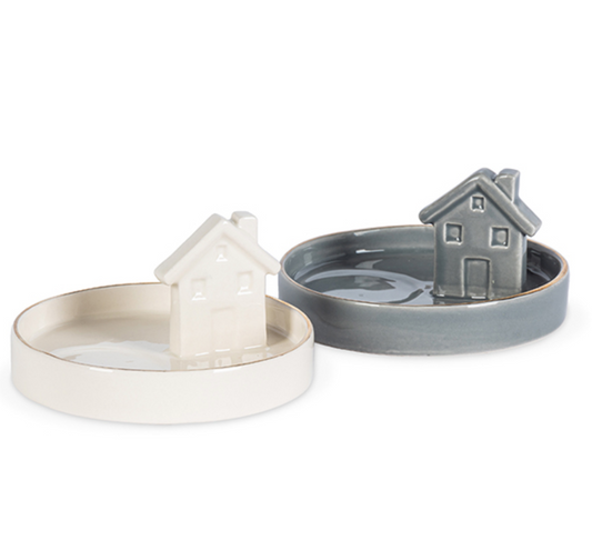 White / Gray Porcelain House Key or Ring Holder