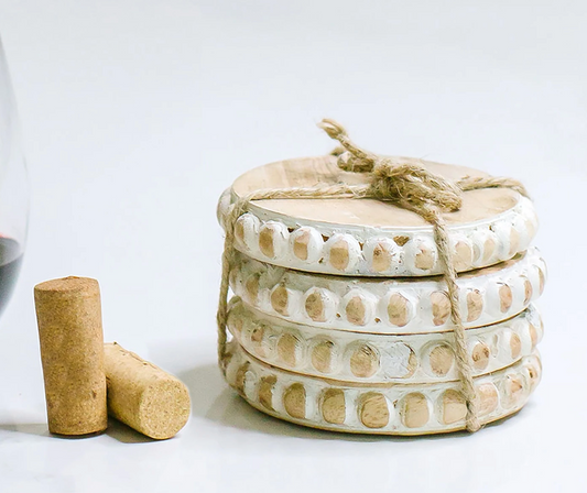 Wooden Beaded Coaster Set