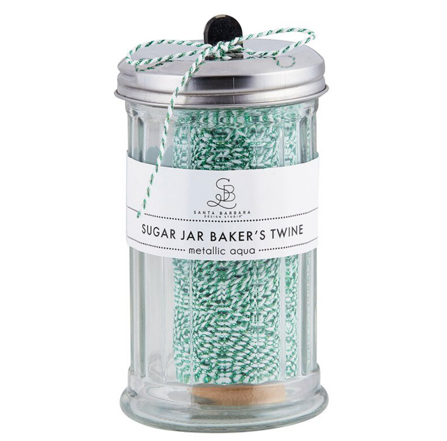 Metallic Aqua Sugar Jar Baker's Twine