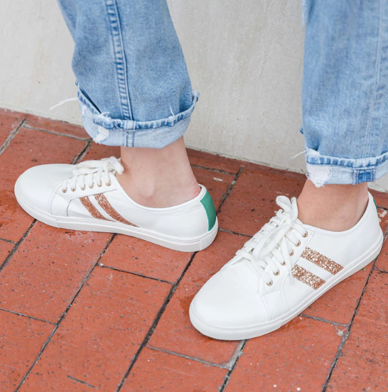 FINAL SALE White and Green Sneakers