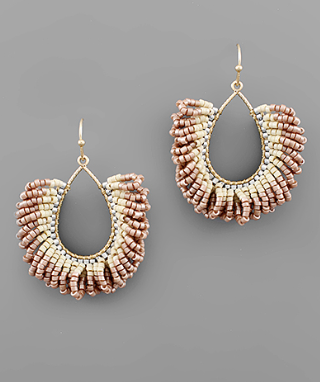 Teardrop Fringe Seed Bead Earrings