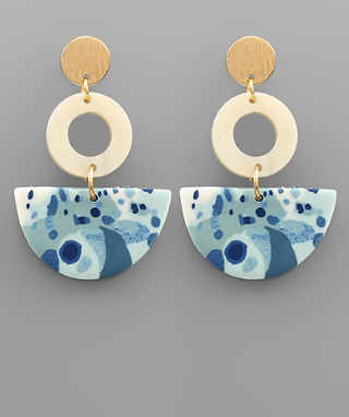 Acrylic and Clay Moon Earrings