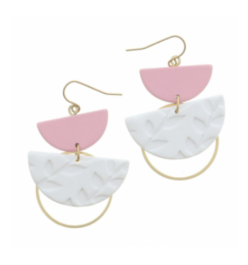 White and Blush Over the Moon Earrings