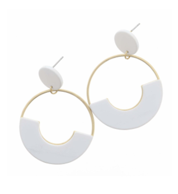 White and Worn Gold Hoop Earrings