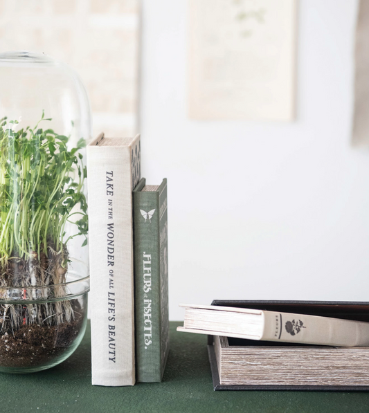Wood and Canvas Book Storage Boxes