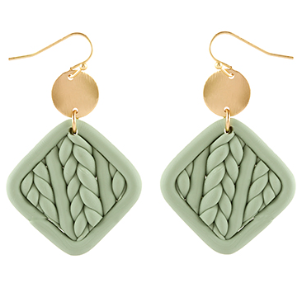 French Braided Square Clay Earrings