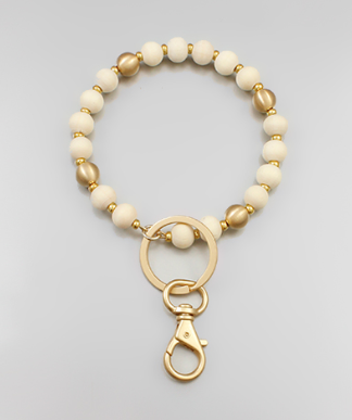 Wooden Circle Beaded Keyring Bangle