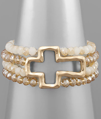 Mary Cross Beaded Bracelet Stack