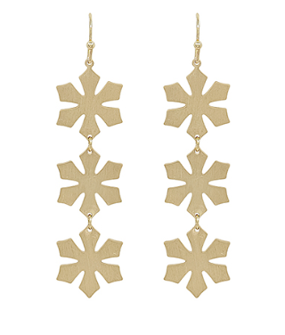 Three Snowflake Drop Earrings