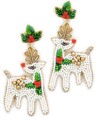 White Reindeer Earrings