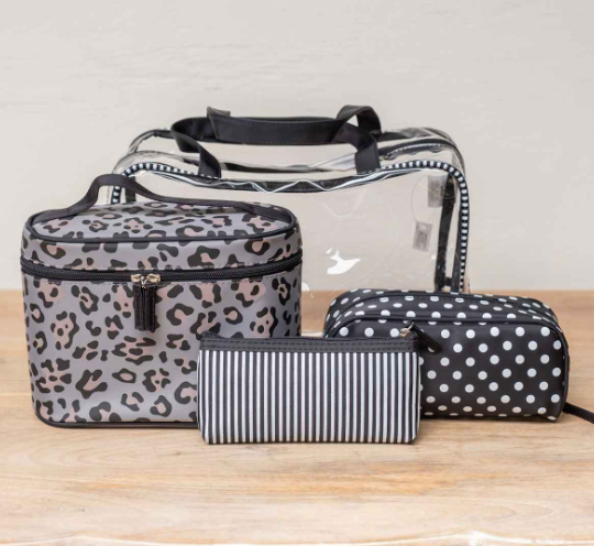 Leopard Travel Gift Set Cosmetic Bags
