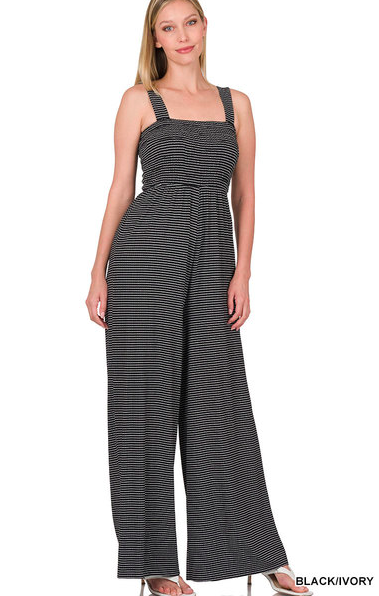 Candace Smocked Striped Jumpsuit