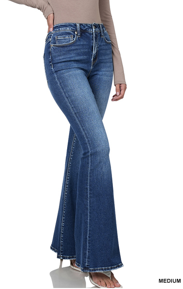 Medium Wash High Rise Super Flare Zen Denim Jeans