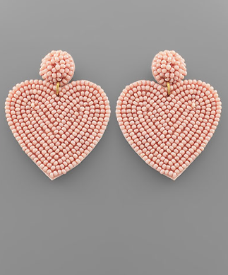 Medium Solid Beaded Heart Earrings