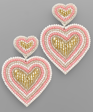 All For Your Seed Bead Heart Earrings