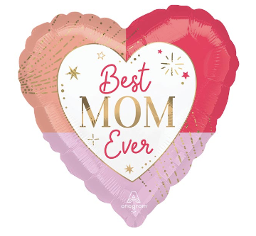 17" Heart Cutout Best Mom Ever Mylar Foil Balloon
