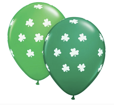 11" Green Shamrocks Latex Balloon