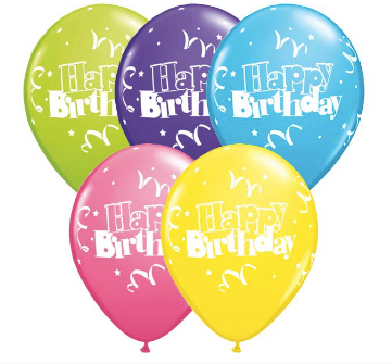 Pack of 6 - 11" Happy Birthday Streamers Assorted Latex Balloon