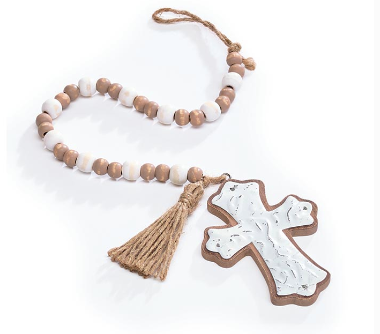 Embossed Tin Cross Prayer Beads