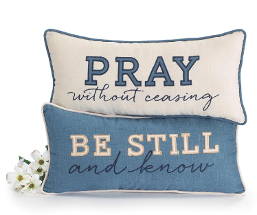 Rectangle Blue Ivory Prayer Assorted Pillows