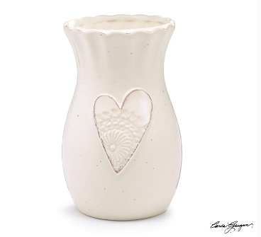 Large Embossed Heart Overlay Vase