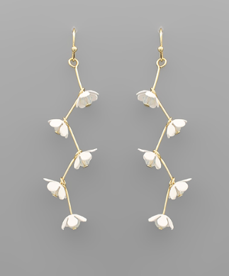 White Faye Flower Drop Earrings
