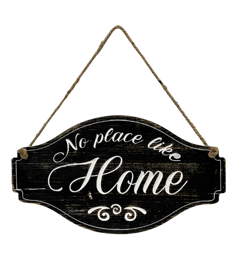 No Place Like Home Black Carved Sign