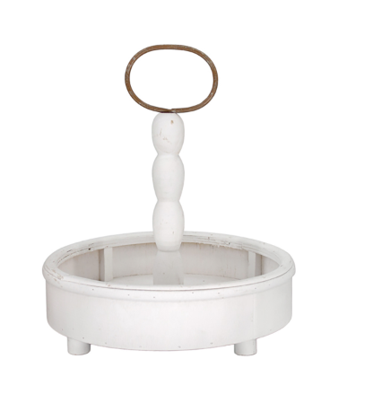 White Tray with Center Handle - 9.25 x 2.6 x 10.6 in