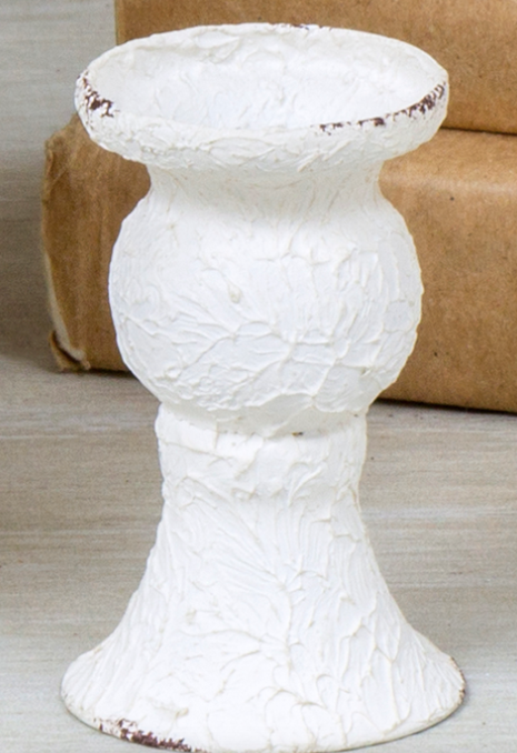 Vintage Plastered Taper Holder - 1.66 in diameter x 2.75 in tall