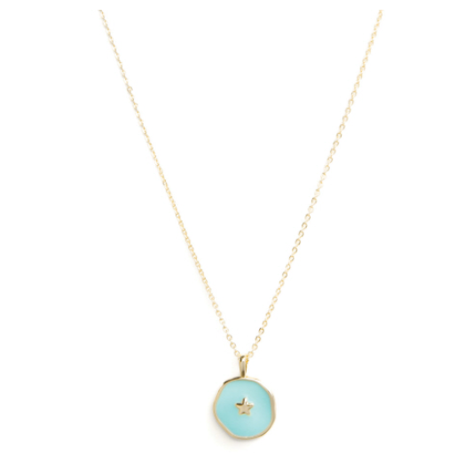 Charming and Understated Gold Ball Necklace Blue Enamel Starfish