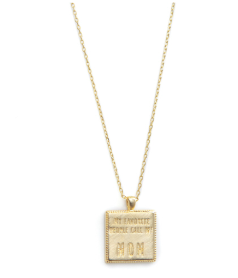 My Favorite People Call Me Mom Worded Necklace, Gold