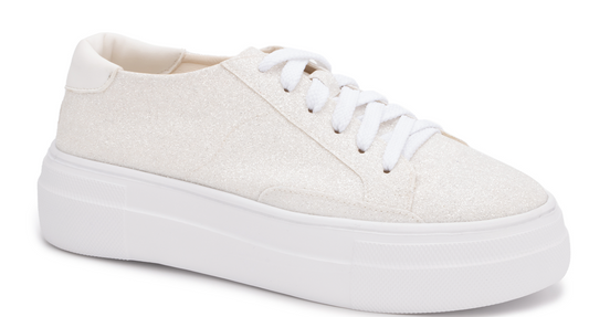 Glaring Sneakers in White Glitter