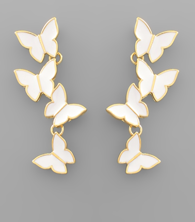 White Butterflies Earrings