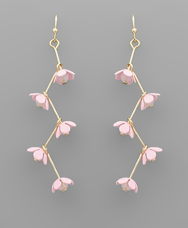 Pink Faye Flower Drop Earrings