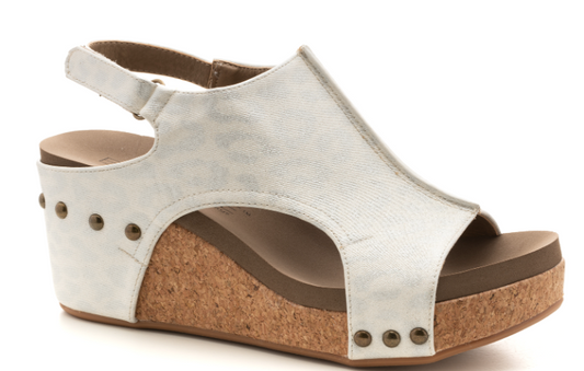 Carley White Leopard Wedge by Corky's