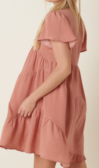 Ellie Gingham Babydoll Dress