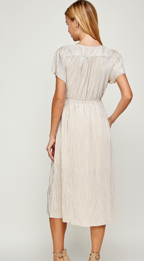 Life of the Party Metallic Pleated Dress