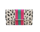 White Leopard Seed Bead Clutch Bag