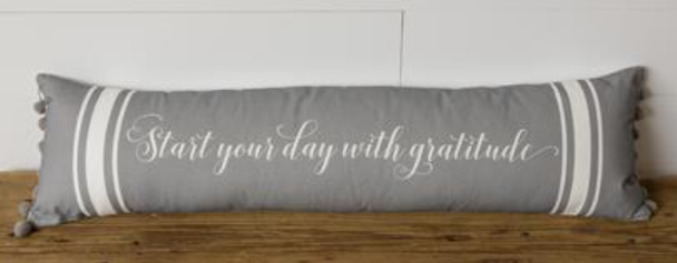 Gray Gratitude Lumbar Pillow
