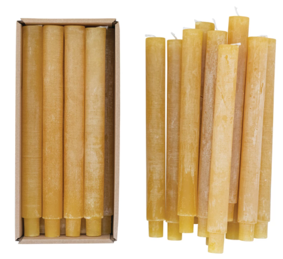Unscented Taper Candles, Powder Finish - Yellow