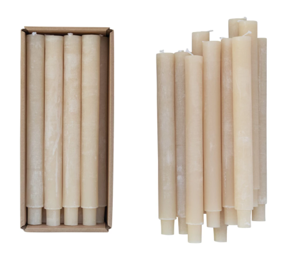 Unscented Taper Candles, Powder Finish - Cream