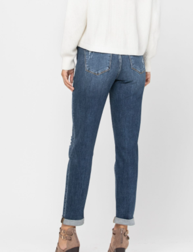 Judy Blue Mid Rise Destroyed Cuff Denim Jeans