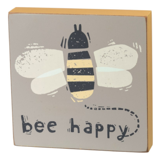 Bee Happy Block Sign