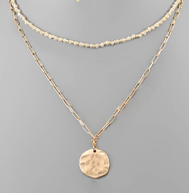 Layered Coin and Bead Necklace