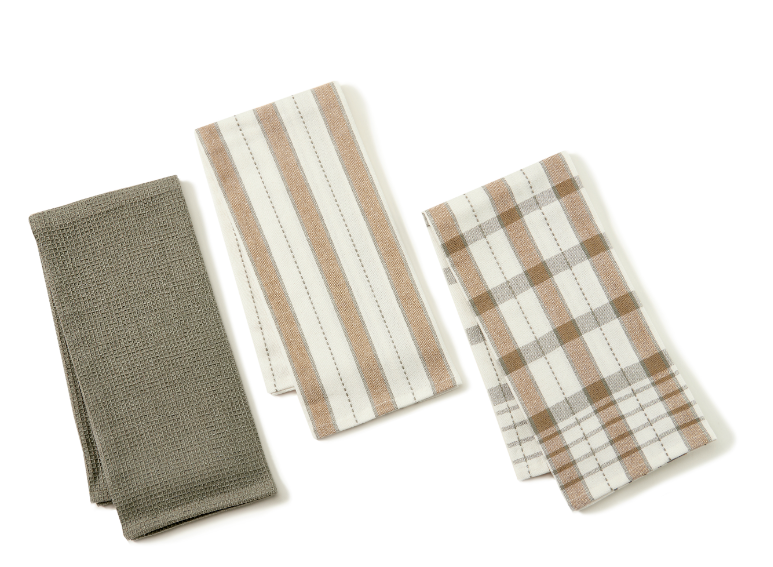 Dark Gray & Brown Tea Towel Set