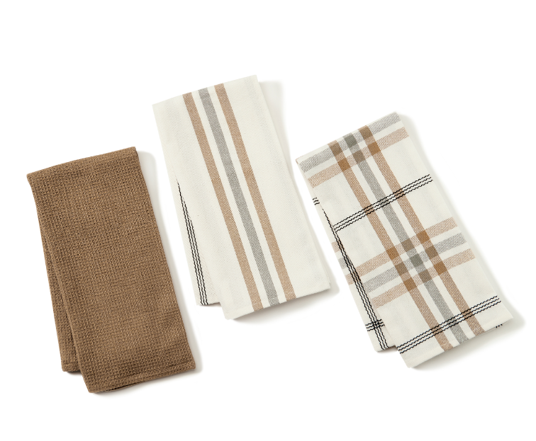 Grey & Brown Cotton Tea Towel