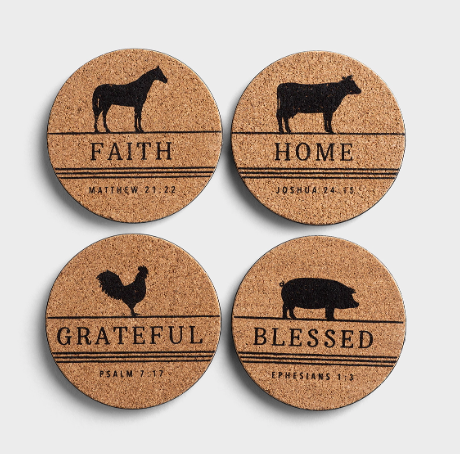 Farm Faith - Cork & Metal Coasters