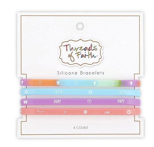 Rainbow Threads of Faith Silicone Bracelet Set